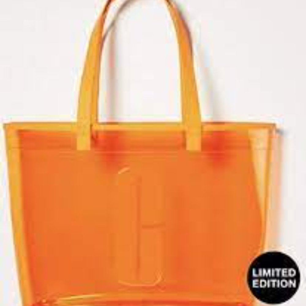 Clinique neon orange clear beach/tote bag - Picture 4 of 4